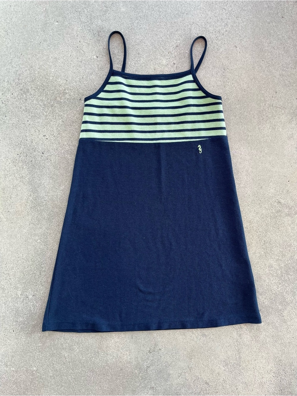 Vintage La Picardie Navy and Mint stripped sundress. Size M - Picture 2 of 6